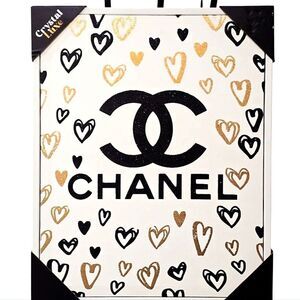 Crystal Luxe C Logo Heart Framed Canvas Wall Decor